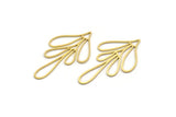 Brass Leaf Charm, 12 Raw Brass Branch Charms, Charm Pendants (47.5x27x0.80mm) A6223