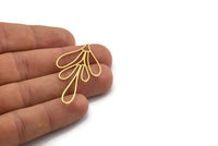 Brass Leaf Charm, 12 Raw Brass Branch Charms, Charm Pendants (47.5x27x0.80mm) A6223