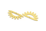 Brass Sun Charm, 8 Raw Brass Rising Sun Charms With 1 Hole, Sunshine Findings (17.5x35x0.80mm) A6242