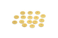 Gold Middle Hole Bead, 24 Gold Plated Brass Round Disc, Middle Hole, Connector, Bead Caps, Findings,  (7mm) Brs 78 A0440