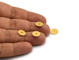 Middle Hole Connector, 24 Gold Plated Brass Round Discs, Middle Hole Connectors, Bead Caps, Findings (10mm) Brs 73 A0443