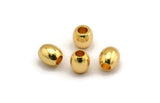 8 Gold Plated Brass Oval Industrial Findings, Spacer Beads (6x5 Mm) D0024