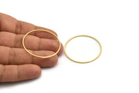 40mm Circle Connectors - 12 Raw Brass Circle Connectors (40x1x1mm) A6093