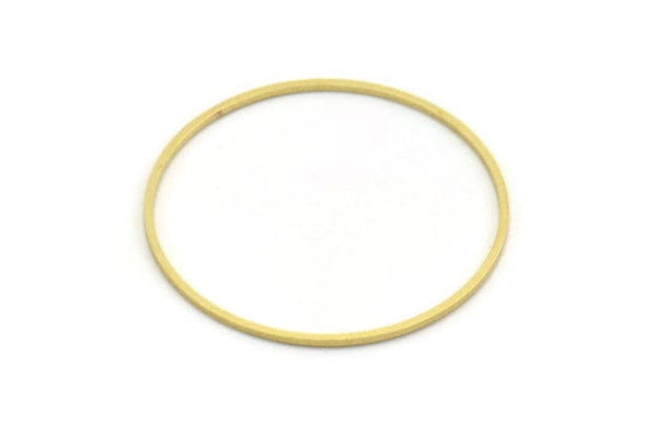 40mm Circle Connectors - 12 Raw Brass Circle Connectors (40x1x1mm) A6093