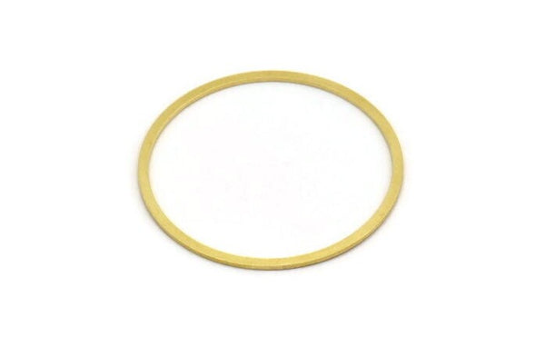 38mm Circle Connectors - 12 Raw Brass Circle Connectors (38x1.5x0.80mm) A6026