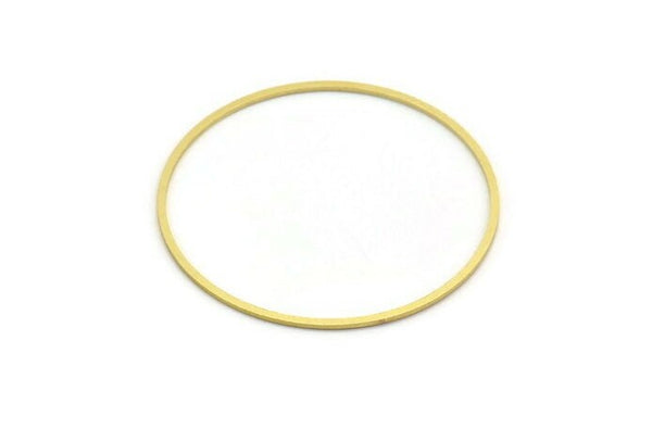 52mm Circle Connectors - 10 Raw Brass Circle Connectors (52x1.3x1mm) A6095