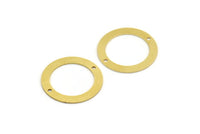 Brass Round Charm, 8 Raw Brass Round Shape Charms With 2 Holes, Connectors (28x4x0.80mm) A6012