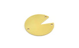 Brass Stamping Tag, 6 Raw Brass Round Charms With 3 Holes, Connectors (24x0.80mm) A5983