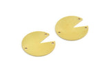 Brass Stamping Tag, 6 Raw Brass Round Charms With 3 Holes, Connectors (24x0.80mm) A5983