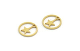 Brass Star Charm, 50 Raw Brass Star Charms With 1 Hole, Charm Pendants (13x1mm) A6100