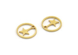 Brass Star Charm, 50 Raw Brass Star Charms With 1 Hole, Charm Pendants (13x1mm) A6100
