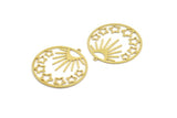 Brass Sun Charm, 4 Raw Brass Sun And Star Shaped Charms With 1 Loop (41x38x0.80mm) A5993