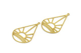Brass Drop Charm, 12 Raw Brass Drop Charms With 1 Loop, Sun Charm (40x25x0.60mm) A6021