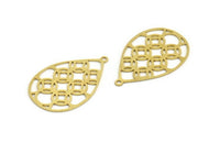Brass Drop Charm, 8 Raw Brass Drop Charms With 1 Loop, Earrings, Findings (34x22x0.60mm) A5996