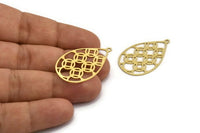 Brass Drop Charm, 8 Raw Brass Drop Charms With 1 Loop, Earrings, Findings (34x22x0.60mm) A5996
