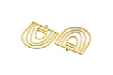 Brass D Shaped Charm, 6 Raw Brass D Shaped Charms With 1 Loop, Earrings, Findings (34x30.5x0.80mm) A6215