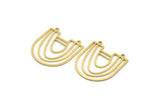 Brass D Shaped Charm, 6 Raw Brass D Shaped Charms With 2 Loops, Necklace Findings (34x30.5x0.80mm) A6214