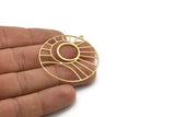 Brass Sun Charm, 6 Raw Brass Round Shaped Charms With 1 Loop, Crescent Moon Charm, Pendants, Findings (44x42x0.60mm) A6247
