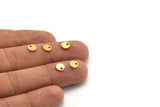 Brass Stamping Tag, 100 Raw Brass Tiny Round Charms With 1 Hole (6x1mm) A6213