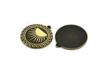 Brass Round Charm, Raw Brass Round Charm With 1 Loop, Sun Findings, Sun Rising Findings (28x25x1.5mm) N2250