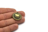 Brass Round Charm, Raw Brass Round Charm With 1 Loop, Sun Findings, Sun Rising Findings (28x25x1.5mm) N2250
