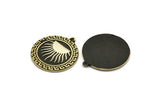 Brass Round Charm, Raw Brass Round Charm With 1 Loop, White Brass Sun Findings, White Brass Sun Rising (28x25x1.5mm) N2253
