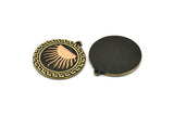 Brass Round Charm, Raw Brass Round Charm With 1 Loop, Copper Sun Findings, Copper Sun Rising (28x25x1.5mm) N2252