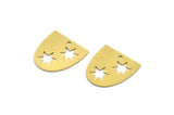Brass D Shaped Charm, 12 Raw Brass D Shaped Charms With 1 Hole, Star Charms, Star Findings (17x16x0.60mm) A6067