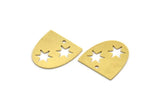 Brass D Shaped Charm, 12 Raw Brass D Shaped Charms With 1 Hole, Star Charms, Star Findings (17x16x0.60mm) A6067