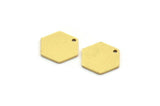 Brass Hexagon Charm, 24 Raw Brass Hexagon Charms With 1 Hole (12x11x0.80mm) A6105