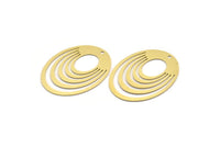 Pirinç Oval Charm, 1 Delikli 4 Ham Pirinç Oval Charm, Küpe Charm'ları (44x33x0,60 mm) A6243