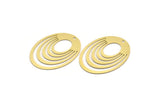 Pirinç Oval Charm, 1 Delikli 4 Ham Pirinç Oval Charm, Küpe Charm'ları (44x33x0,60 mm) A6243