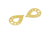 Brass Drop Charm, 6 Raw Brass Moon Phases Patterned Drop Shape Charms With 1 Loop, Earrings, Findings (35x26x0.60mm) A5999