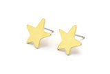 Brass Star Earring, 12 Raw Brass Star Shaped Stud Earrings (14x13x0.80mm) A6099