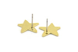 Brass Star Earring, 12 Raw Brass Star Shaped Stud Earrings (14x13x0.80mm) A6099