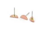 Copper Semi Circle Earring, 12 Raw Copper Tiny Half Moon Stud Earring (9x4x0.80mm) M02358 A6086