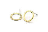 Brass Circle Earring, 12 Raw Brass Circle Stud Earrings (12x0.80mm) A2577 A6035