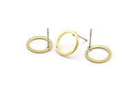 Brass Circle Earring, 12 Raw Brass Circle Stud Earrings (12x0.80mm) A2577 A6035