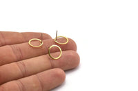 Brass Circle Earring, 12 Raw Brass Circle Stud Earrings (12x0.80mm) A2577 A6035