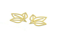 Brass Leaf Earring, 6 Raw Brass Leaf Stud Earrings, Findings (34x34x0.60mm) A5277 A6081