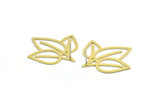 Brass Leaf Earring, 6 Raw Brass Leaf Stud Earrings, Findings (34x34x0.60mm) A5277 A6081