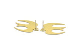 Brass Bird Earring, 6 Raw Brass Bird Stud Earrings (25x19x0.60mm) A6068