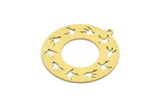Brass Bird Charm, 4 Raw Brass Round Shaped Charms With 1 Loop, Findings (32x30x0.60mm) A6290