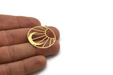 Brass Round Charm, 4 Raw Brass Sun And Crescent Moon Shaped Charms With 1 Loop, Charm Pendants (32x30x0.60mm) A6277