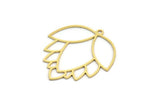 Brass Flower Charm, 4 Raw Brass Lotus Flower Charms With 1 Loop, Findings (32x29x0.60mm) A6298