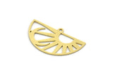 Semi Circle Charm, 6 Raw Brass Crescent Moon And Sun Charms With 1 Loop, Findings (18x30x0.60mm) A6288