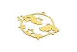 Brass Cloud Charm, 4 Raw Brass Round Shaped Charms With 1 Loop, Cloudy Charms, Star Charms, Findings (32x41x0.60mm) A6293