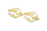 Brass Cloud Charm, 4 Raw Brass Round Shaped Charms With 1 Loop, Cloudy Charms, Star Charms, Findings (32x41x0.60mm) A6293