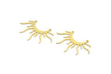 Brass Sun Charm, 10 Raw Brass Sun Rising Charms With 2 Loops, Necklace Charms, Findings (28x43x0.60mm) A6294