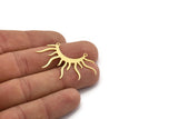 Brass Sun Charm, 10 Raw Brass Sun Rising Charms With 2 Loops, Necklace Charms, Findings (28x43x0.60mm) A6294